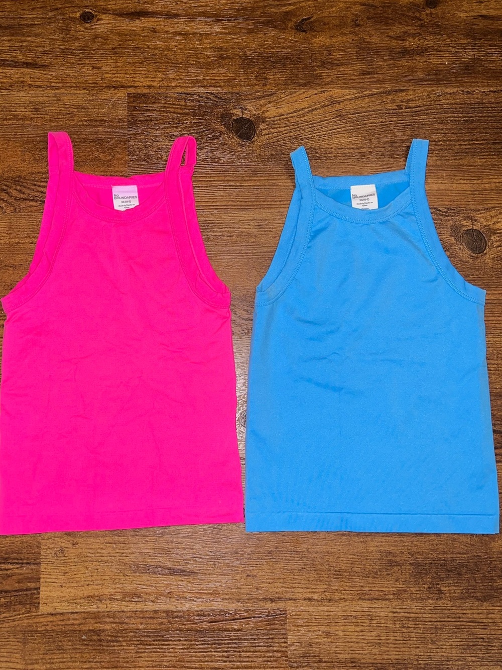 No Boundaries Vibrant Pink & Blue Y2K Fitted Nylon Spandex Tank Tops Size XS 0-2 - Picture 1 of 8